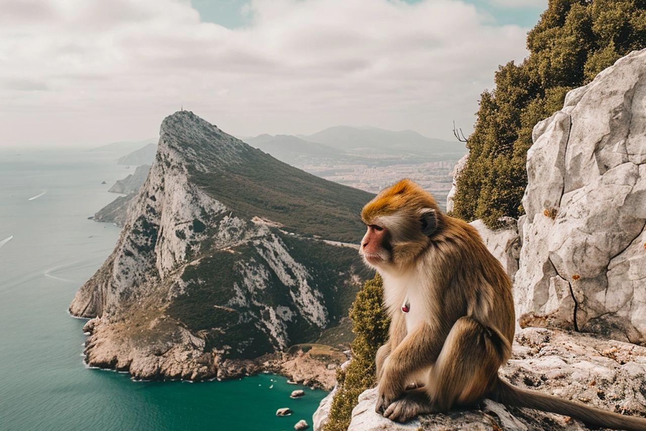 Vista del Peñón de de Gibraltar con su característico mono. Codigo2 Studios