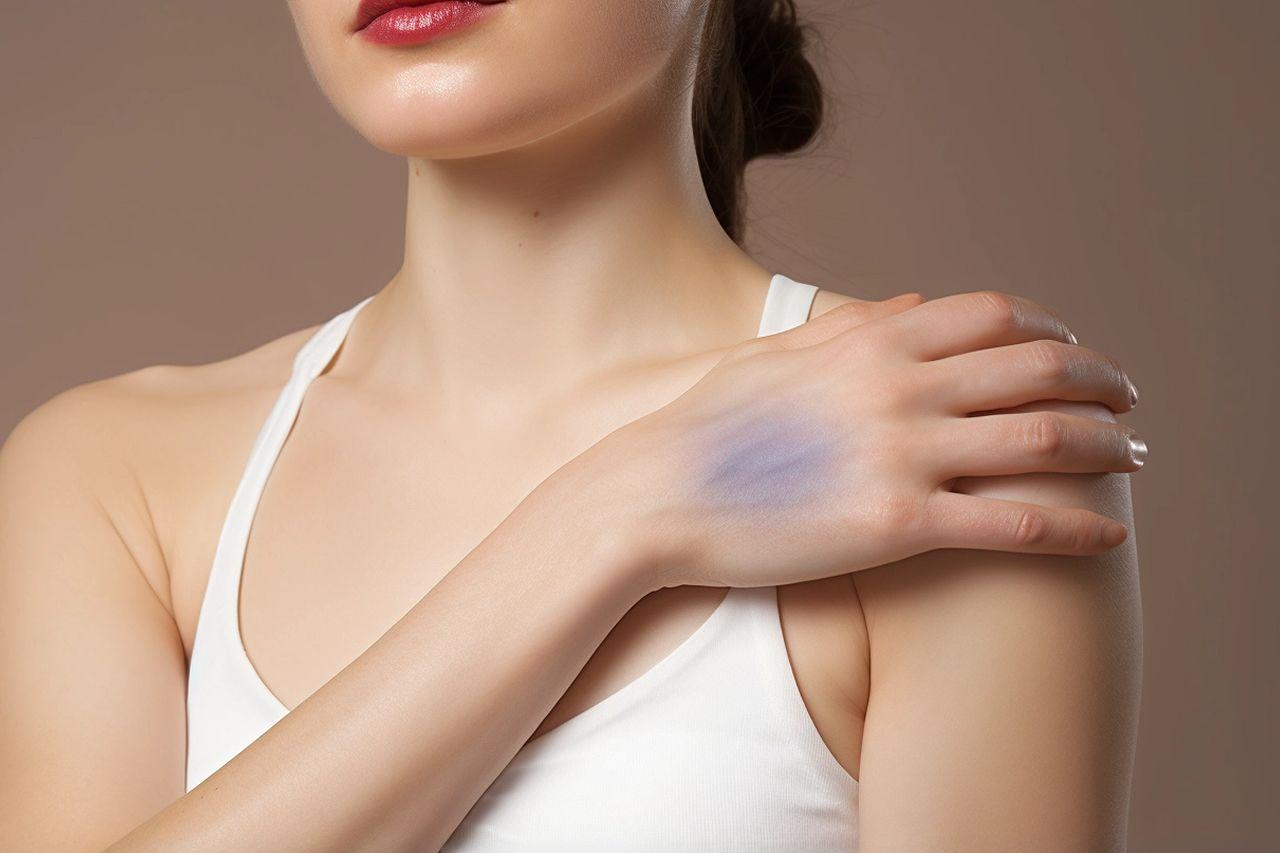 Mujer con moratón en una mano. Codigo2 Studios